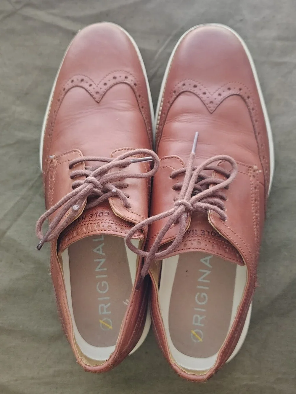 Cole Haan OriginalGrand Shoes Mens 10 M Brown Leather Wingtip Brogue Dress